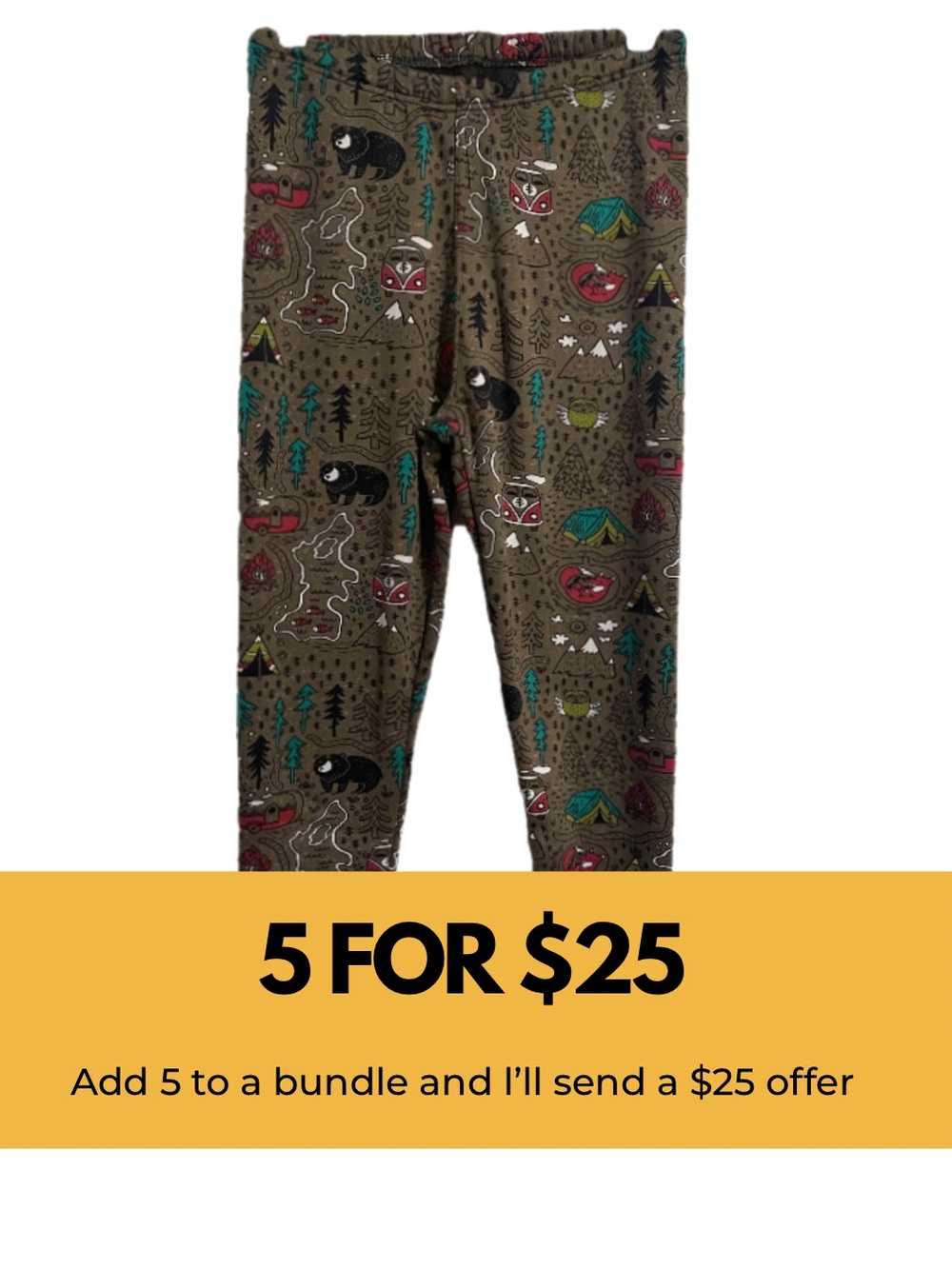 Fleece Lined Camping Print Leggings